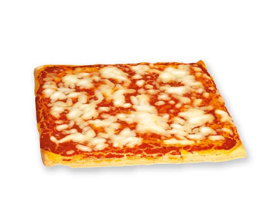Precooked margherita pizza slice